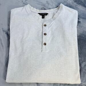 Banana Republic Men’s Heather Grey Long Sleeve Henley Sz XL Preppy Stretch